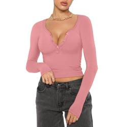 tsaChick Damen Weiß Long Sleeve Blouses Shirts Durchsichtiges durchsichtiges Longarm Crop Tops für Damen lässiges T Shirt von tsaChick