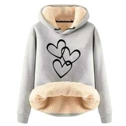 tsaChick Damen Winterpullover Warm Damen Hoodie Sweatshirt Pullover Oberteile Einfarbig mit Tunnelzug und Tasche Langarm Sweatshirt Damen Hoodie Lang S-3XL von tsaChick