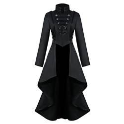 tsaChick DüNne Jacke Damen Langarm Hoodless Casual Outwear Jacken Gothic Steampunk Knopf Spitze Korsett Halloween Kostüm Mantel Frackjacke &J2279 von tsaChick