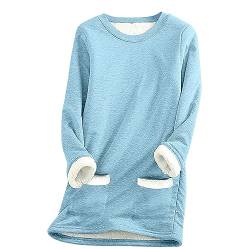 tsaChick Fleece Pullover FüR Damen Pullover Fleece Plüsch Rundhals Sweatshirt Lässig Warm Sherpa Gefüttert Sport Tunika Tops Pullover Damen Winter S-5XL von tsaChick