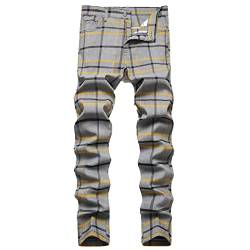 tsaChick Fleece Strumpfhose Herren Full Length Pants Beiläufige Karierte gedruckte Hosen hohe Elastizität große Größe schlank passende Hosen Hosen volle Länge Hosen JmP191 von tsaChick