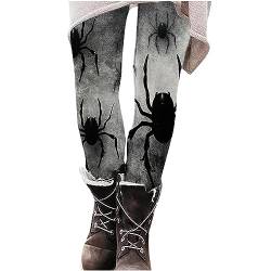 tsaChick Halloween Leggings Damen Blickdichte Sport Yogahosen Slim Fit Hohe Taille Lange Fitnesshose Tights Elastische Strumpfhosen Freizeithosen Gray 44 XXL von tsaChick