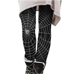 tsaChick Halloween-Leggings für Damen, Skelett, Totenkopf, Workout, Laufen, Fitnessstudio, Yoga, lustige Stretch-Hose Black H108 XL von tsaChick