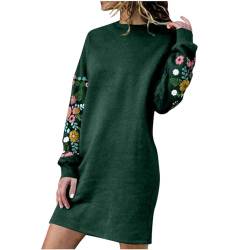 tsaChick Kleid Damen Herbst Lässig Rundhals Sweatkleid Frühling Kleider Blumen Stickerei Partykleid Langarm Rundhalsausschnitt Kleider Strickkleid Damen Winter S-XXL von tsaChick