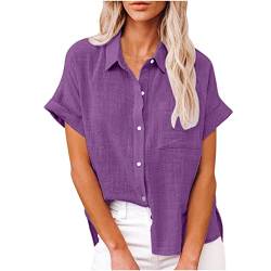 tsaChick Lässiges, Kariertes Patchwork-Langarmshirt mit Knopfleiste für Damen, übergroßes Hemdblusenoberteil Purple 105 XXXL 44 von tsaChick