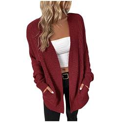 tsaChick Long Strickjacken FüR Damen Kurzarm Mode Frauen lässig Taschen Langarm lässig solide Mantel Strickjacke Bluse KSI10 von tsaChick