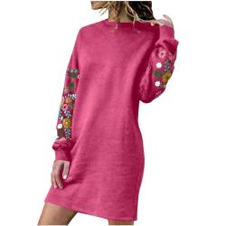 tsaChick Longpullover FüR Damen Sweatshirt Kleid Damen Verdickte Frühlingskleider Besticktes Langarm Kleid Casual Herbst Winter Blumenstickerei Kleid Strickkleid Damen Winter S-XXL von tsaChick