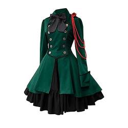 tsaChick Mittelalter Kleidung Damen Sommer, Mittelalter Kleid kurz lila, Mittelalter Kleid Damen Kurzarm, Mittelalter Kleidung Damen leinen schnittbogen Green XXL 42 von tsaChick