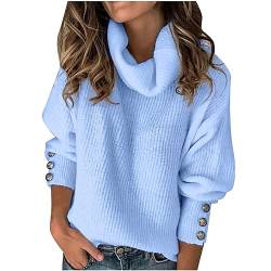 tsaChick Oversize Pullover Damen Lang Strickpulli Strickjacke Damen Cardigan Elegant Einfarbig Kurz Strickmantel Pullover Herbst Winter Strickpullover Jacke mit Knopf Strickmantel Damen S-5XL von tsaChick