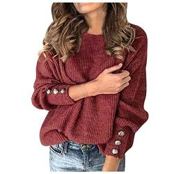 tsaChick Oversize Pullover Damen Lang Strickpulli Strickjacke Damen lang Elegant Open Front Grobstrick Strick Cardigan Langarm Strickjacken mit knöpfe und Taschen Trachtenweste Damen S-5XL von tsaChick