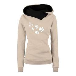 tsaChick Pullover Damen Frauen Langarm Hoodie Mädchen Damen Hoodie Mit Kapuze Skinny Schalkragen Tierische Pfoten Skate-Kapuzenpullover Pullover für Damen Erwachsener S-3XL WYA17 von tsaChick