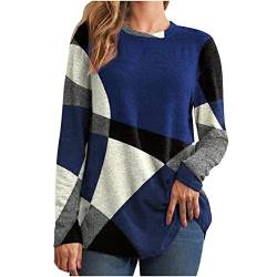 tsaChick Pullover Damen Herbst Lang Leichtes Sweatshirt Oberteil S-5XL Loose Rundhalsausschnitt Langarm Geometric T-Shirt Casual Bequeme Druck Tunika 2024 Frühlingse Sommer Sale Bedruckte Basic Tops von tsaChick