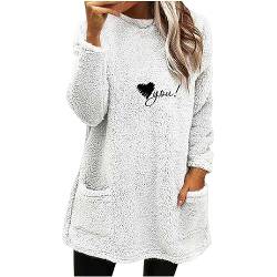 tsaChick Pullover Damen Sweatshirts Coat Outwear Loose Fit Blouse Tops Casual Pulli Langarmshirt Oberteile Tops Rundhals Einfarbig Thermounterwäsche Damen Pullover Blau S-3XL von tsaChick