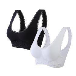 tsaChick Push Up BH Wmbra BH Unsichtbarer BH Soft BH Ohne Buegel Bügelloser BH 2PC Frauen bequem Nicht-Stahl Ring vorne Kreuz Seite Schnalle einstellbar gerafft große Größe von tsaChick