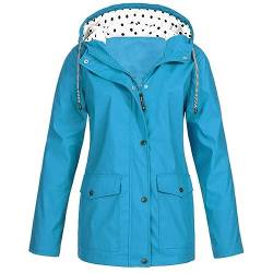 tsaChick Regenjacke Damen Regenjacke Damen Wasserdicht Atmungsaktiv Regenjacke GroßE GrößEn Regenmantel Leicht Jacke Windbreaker Mit Kapuze Softshelljacke Fahrradjacke Funktionsjacke Outdoorjacke von tsaChick