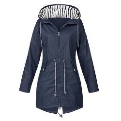 tsaChick Regenmantel Damen wasserdicht, wasserdichte Regenjacke Regenjacke Damen Softshelljacke Wasserdicht Funktionsjacke Winddicht Jacke für Outdoor Stanzjacke Navy 125 XXL von tsaChick