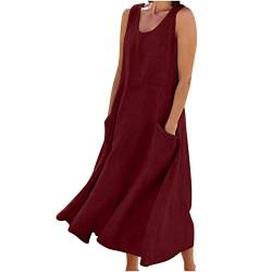 tsaChick Sommerkleid Damen Lang - Strandkleid Sommer Maxikleid Ohne Ärmel Rundhals mit HAPPLE Soul Brief Drucken Langes Shirtkleider Lässig Locker Sommerkleider Freizeitkleid Blusenkleid von tsaChick