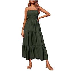 tsaChick Sommerkleid Damen elegant lang, Strandkleid Damen Sommer, maxikleid Damen Sommer, Army Green S 34 von tsaChick