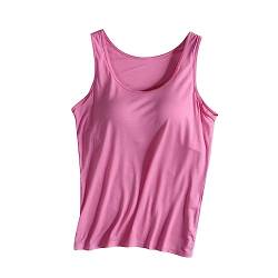 tsaChick Sport BH Damen Unterhemd BH-Hemd Basic U-Ausschnitt Eingebauter BH Bügelloser Gepolstert Tank Tops, XS-2XL von tsaChick