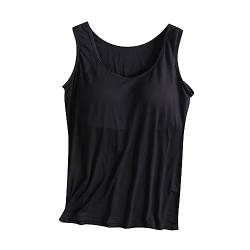 tsaChick Sport Oberteile Damen Damen Unterhemd BH-Hemd Basic U-Ausschnitt Eingebauter BH Bügelloser Gepolstert Tank Tops, XS-2XL von tsaChick