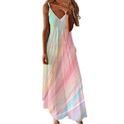 tsaChick Summer Dresses Ärmelloses Kleid mit Rundhalsausschnitt Sommer lässig Strand ärmellose Hosenträger Druckkleid S-XXL von tsaChick