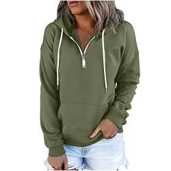 tsaChick Sweatjacke Damen ohne Kapuze, Pullover Damen kurzer arm, Pullover Damen Weiss, Army Green 109 M 36 von tsaChick