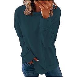 tsaChick Sweatshirt Kapuze Heavy X Large Women Long Sleeves Casual Shirts Color Round Neck Sweatshirt Pullover Loose Tunic Tops Sweatshirts & Kapuzenpullover für Damen WYD50 von tsaChick