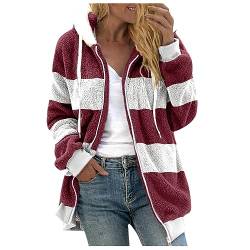 tsaChick Teddyjacke Damen Daemn Flauschjacke Übergangsjacke mit Taschen Flauschig Jacken mit Zipper Plüschjacke Fleecejacke Sweatshirt mit Kapuze Winterjacke Damen Lang S-5XL von tsaChick