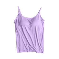 tsaChick Unterhemd Camisole für Frauen, Verstellbarer Träger, Tank-Top, mit integriertem BH, ärmelloses Top, Reine Farbe von tsaChick