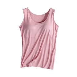 tsaChick Unterhemden & BH-Hemden FüR Damen Damen Unterhemd BH-Hemd Basic U-Ausschnitt Eingebauter BH Bügelloser Gepolstert Tank Tops, XS-2XL von tsaChick