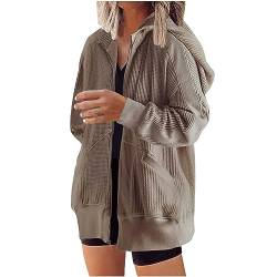 tsaChick Waffel Jacke Damen Casual Kapuze Tasche Patchwork Shirt Mantel, Willkommen in der Welt der Modetrends von tsaChick