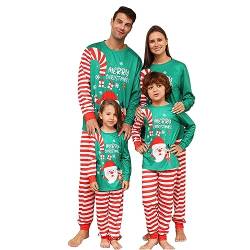 tsaChick Weihnachtspyjamas Familie Passender Pyjamas Set Weihnachten Weihnachts Pyjama Weihnachten Pyjama Set Schlafanzug Lang Outfit Winter Damen Weihnachtshosen Grün 10T von tsaChick