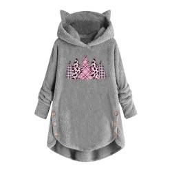 tsaChick Weihnachtstag Fleecepullover Damen Sale Frauen Long Sleeve Cat Ears Coats S-XXL Kawaii Hoodie Loose Kapuze Christmas Tree Druck Hoodie Overall Damen-Mäntel WYF10 von tsaChick