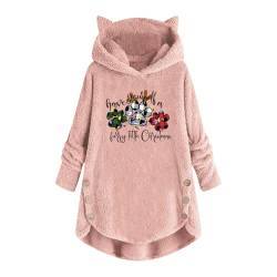 tsaChick Weihnachtstag Fleecepullover Damen Sale Mädchen Long Sleeve Cat Ears Hoodie Kapuzenpullover FüR Damen Locker Mit Kapuze Merry Christmas Pulli Overall Outdoor Fleecejacken für Damen WYF8 von tsaChick