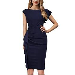 tsaChick Weisses Kleid Damen Elegant Frauen Sommer Rundhalsausschnitt Solide Farbe Lässig Trägerlos Party Kurzes Maxikleid Cocktailkleid Damen Große Größen A Linie Kleid Damen Clearance Kleid Für von tsaChick