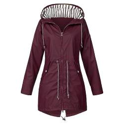 tsaChick wasserdichte Regenjacke, Regenjacke Damen große größen Regenjacke Damen Softshelljacke Wasserdicht Funktionsjacke Winddicht Jacke für Outdoor Stanzjacke Wine 128 XXL von tsaChick