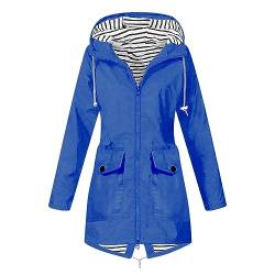 tsaChick wasserdichte Regenjacke, Softshelljacke Damen wasserdicht atmungsaktiv Damen Regenmantel Friesennerz gestreift Beere Blue 119 XL von tsaChick