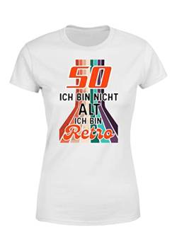 50 Ich Bin Nicht alt ich Bin Retro Geburtstag Spruch Damen T-Shirt, Farbe: Weiß, Größe: Medium von tshirtladen