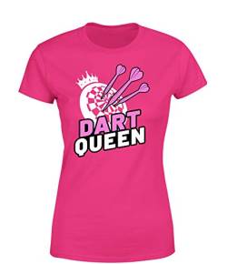 Dart Queen T-Shirt Damen Dart Spruch T-Shirt Dartteam, Farbe: Pink, Größe: Large von tshirtladen