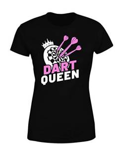 Dart Queen T-Shirt Damen Dart Spruch T-Shirt Dartteam, Farbe: Schwarz, Größe: Medium von tshirtladen