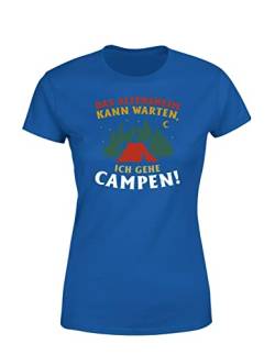 Das Altersheim kann warten Campingplatz Wohnwagen Damen T-Shirt Zelten Outdoor, Farbe: Blau, Größe: Xx-Large von tshirtladen