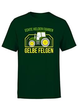 Echte Helden Fahren gelbe Felgen Landwirt Herren T-Shirt, Farbe: Dunkelgrün, Größe: L von tshirtladen