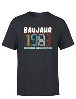 Geschenk zum 40. Geburtstag für Herren Originalteile Gebrauchsspuren 1983 T-Shirt, Farbe: Dunkelgrau, Größe: L von tshirtladen