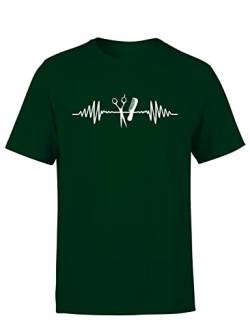 Herzschlag Friseur-Design - Barber - Herren T-Shirt, Farbe: Dunkelgrün, Größe: L von tshirtladen