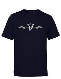 Herzschlag Friseur-Design - Barber - Herren T-Shirt, Farbe: Navy, Größe: S von tshirtladen