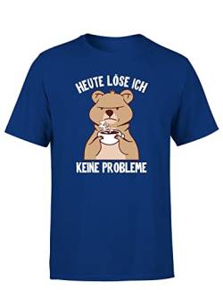 Heute löse ich Keine Probleme - Morgenmuffel Bär - Herren T-Shirt, Farbe: Blau, Größe: XXL von tshirtladen