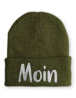 Moin Statement Wintermütze lustiges Statement für den Winter, Farbe: Olive von tshirtladen