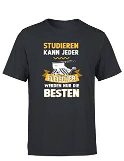 Studieren Kann Jeder, Fleischer Werden Nur Die Besten Herren T-Shirt, Farbe: Dunkelgrau, Größe: XXL von tshirtladen