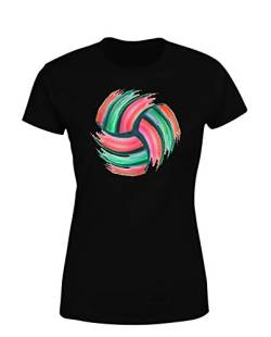 Volleyball Red Damen T-Shirt Training Beachvolleyball Sporttshirt Geschenkidee, Schwarz, Größe: Medium von tshirtladen