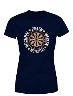 Zielen Werfen Fluchen Nochmal Dartspieler Damen T-Shirt, Farbe: Navy, Größe: XXL von tshirtladen